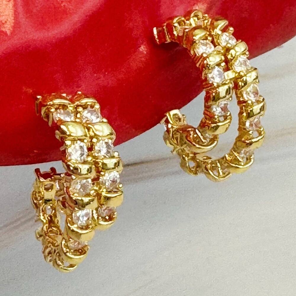 Spiral Sparkle Double Hoop Earrings
